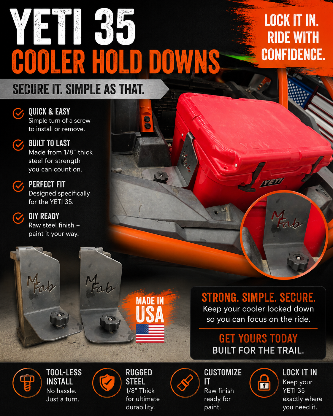 Yeti 35 hold downs for 2014-2021 xp1000